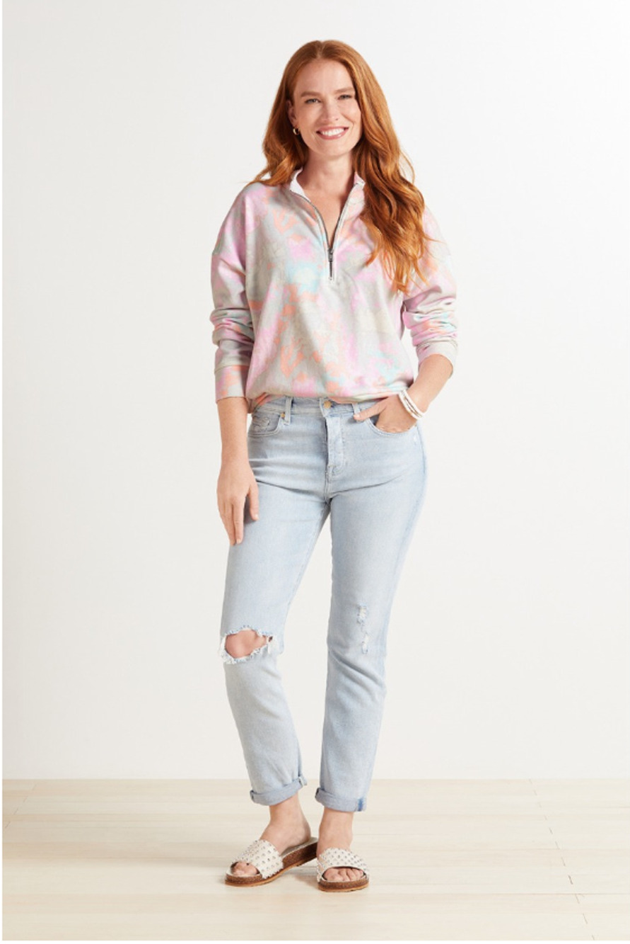 EVEREVE NWT Peyton Jensen Mia Tie Dye 1/4 Zip Sweatshirt // L